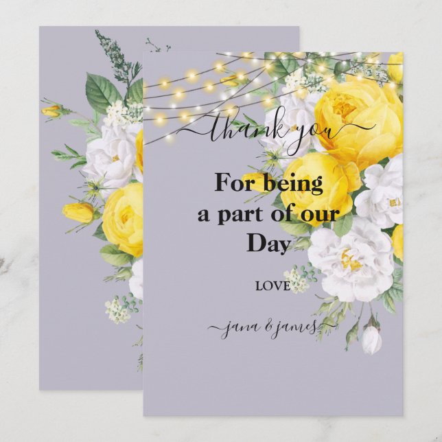 Luces rusas Amarillo Floral invitación (Anverso / Reverso)