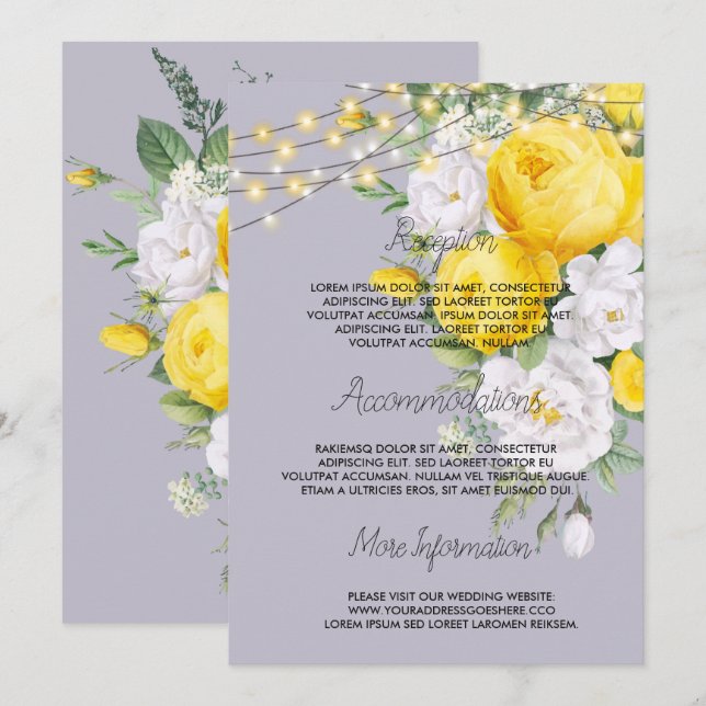 Luces rusas programa de boda floral amarilla (Anverso / Reverso)