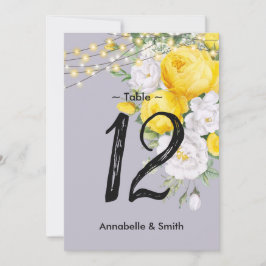 Luces rusticas elegantes número de mesa amarilla f