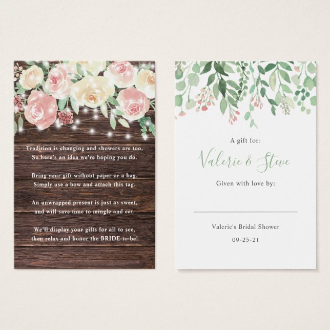 Luces rusticas No envolver la etiqueta de regalo d (Anverso y reverso)