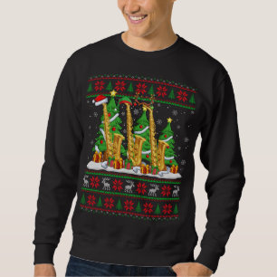Luces Xmas Sweater Style Ugly Santa Saxofhone Chr