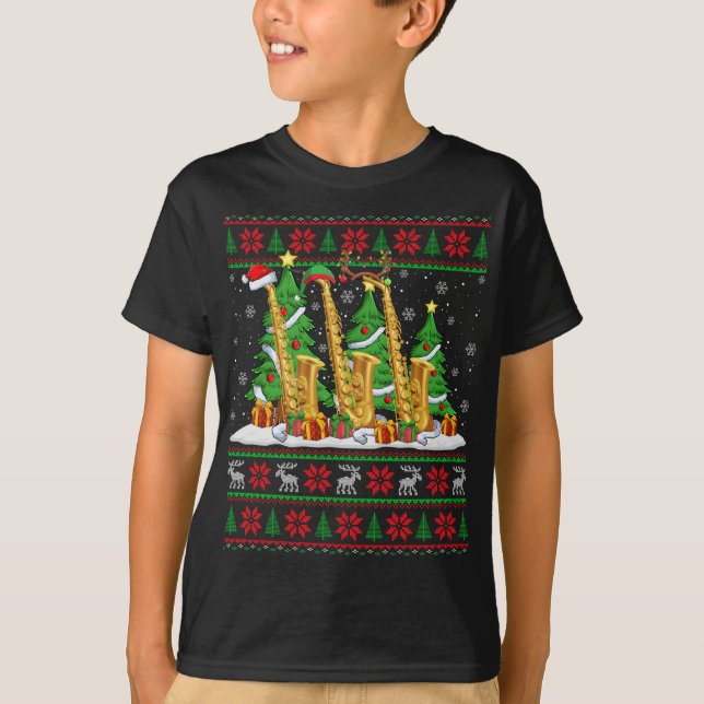 Luces Xmas Sweater Style Ugly Santa Saxofhone Chr (Anverso)