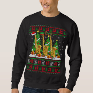 Luces Xmas Sweater Style Ugly Santa Saxofhone Chr