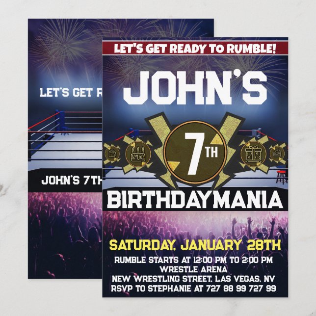 Lucha contra el tema de la invitación a la fiesta  (Anverso / Reverso)