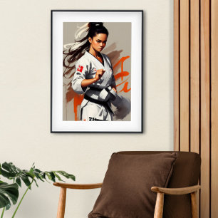 Luchadora, karate, arte marcial, minimalismo,
