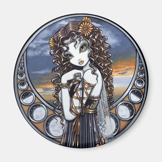 "Lucia" imán de arte de hadas de flores góticas (Frente)