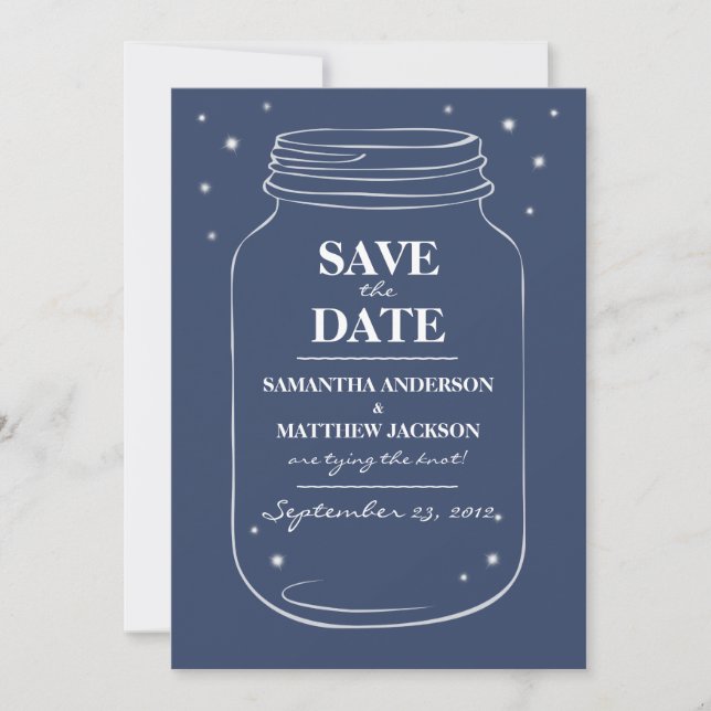 Luciérnagas de Mason Jar salvan tarjetas de fecha  (Anverso)