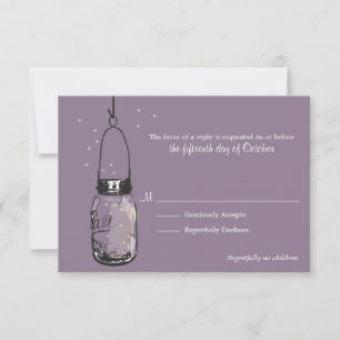 Luciérnagas de tarjetas RSVP y Mason Jar