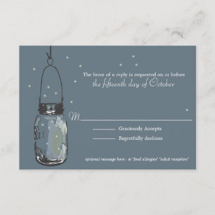 Luciérnagas de tarjetas RSVP y Mason Jar