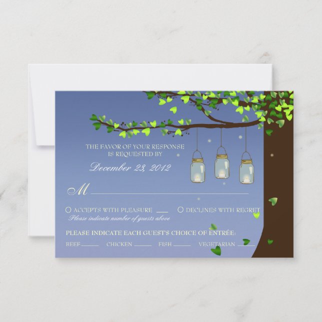 Luciérnagas en frasco de Mason encina RSVP (Opcion (Anverso)