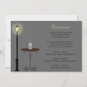 Luciérnagas y tarjeta de recepción de boda en tarr