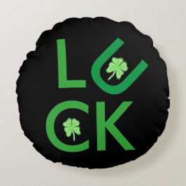 Luck and Shamrock Reversible Round Cojín decorativ