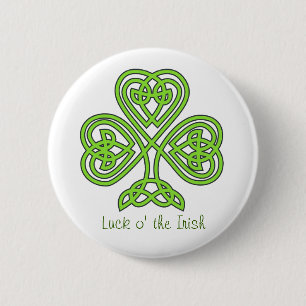 Luck O' el botón de shamrock celta irlandés