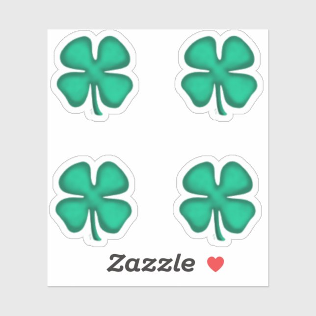 Lucky 4 Leaf Irish Clover 4 pequeños pegatinas (Hoja)