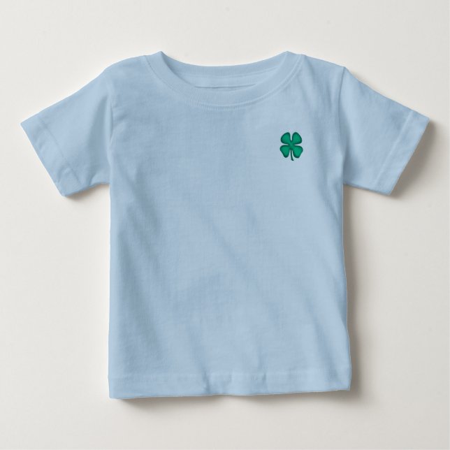 Lucky 4 Leaf Irish Clover azul bebé camiseta (Anverso)