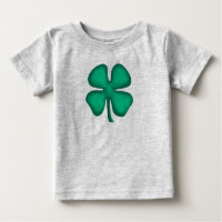 Lucky 4 Leaf Irish Clover bebé camiseta gris