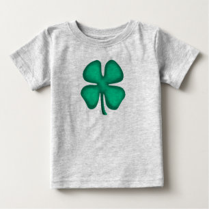 Lucky 4 Leaf Irish Clover bebé camiseta gris