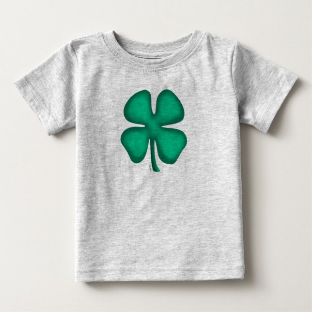 Lucky 4 Leaf Irish Clover bebé camiseta gris (Anverso)