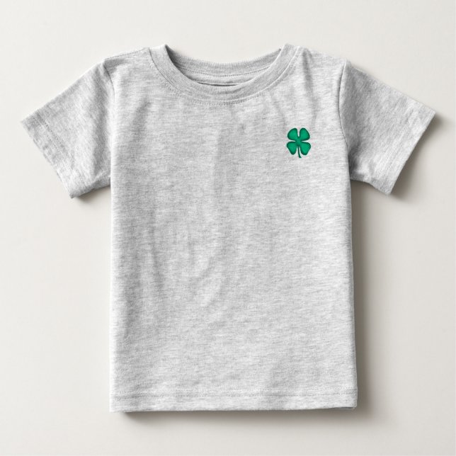 Lucky 4 Leaf Irish Clover bebé camiseta gris (Anverso)