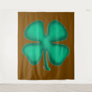 Lucky 4 Leaf Irish Clover brown tapiz marrón