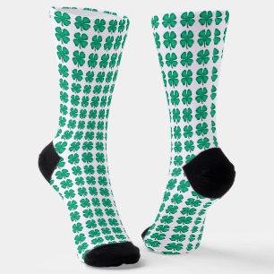 Lucky 4 Leaf Irish Clover calcetines blancos premi