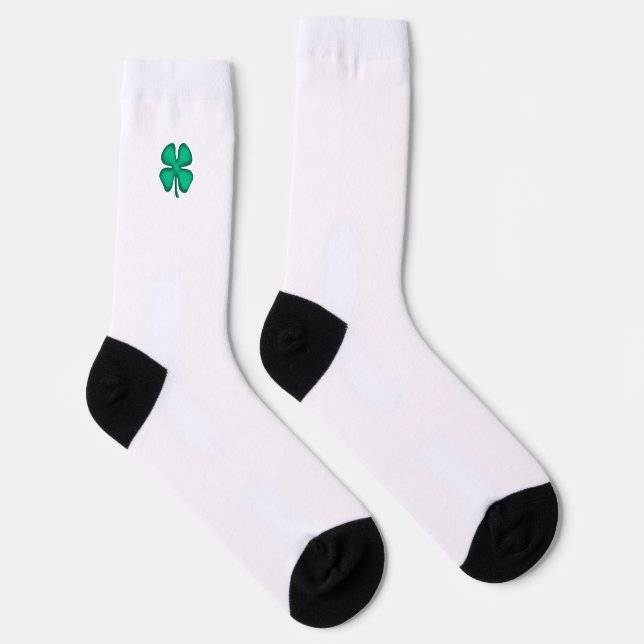 Lucky 4 Leaf Irish Clover calcetines blancos premi (Derecha)
