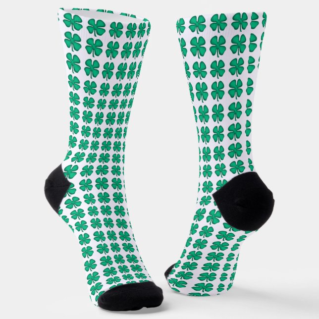 Lucky 4 Leaf Irish Clover calcetines blancos premi (Angular)