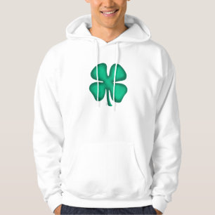 Lucky 4 Leaf Irish Clover camisa blanca encapuchad