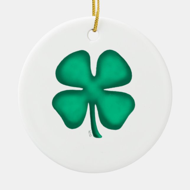 Lucky 4 Leaf Irish Clover cerámica ornamento de do (Frente)