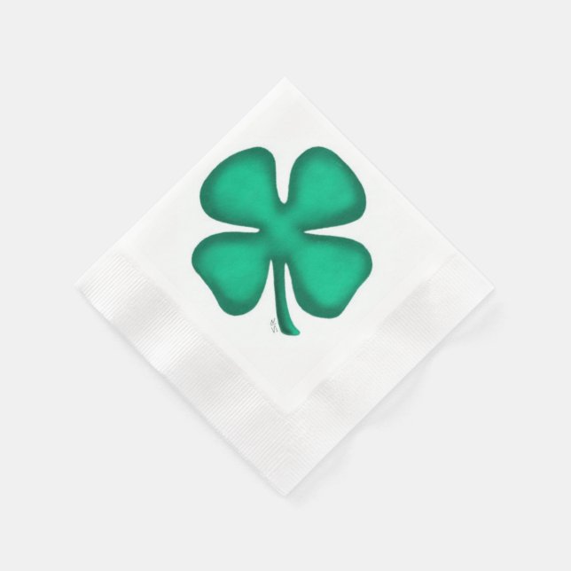 Lucky 4 Leaf Irish Clover Cocinó la servilleta (Borde)