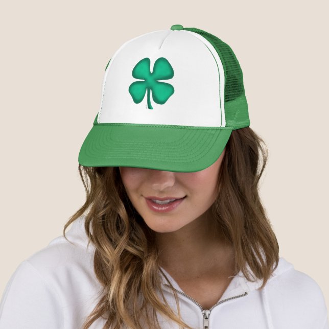 Lucky 4 Leaf Irish Clover gorra verde (In situ)