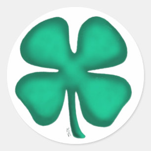 Lucky 4 Leaf Irish Clover grandes pegatinas redond