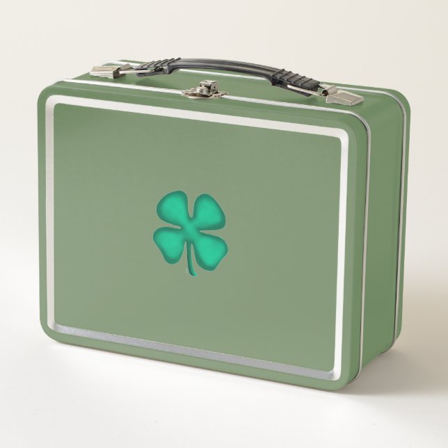 Lucky 4 Leaf Irish Clover green caja de almuerzo v (Anverso)