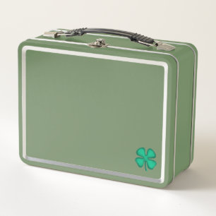 Lucky 4 Leaf Irish Clover green caja de almuerzo v