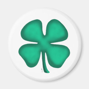 Lucky 4 Leaf Irish Clover imán redondo