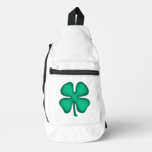 Lucky 4 Leaf Irish Clover mochila blanca