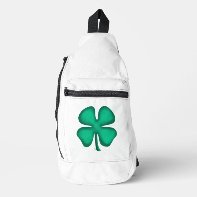 Lucky 4 Leaf Irish Clover mochila blanca (Anverso)