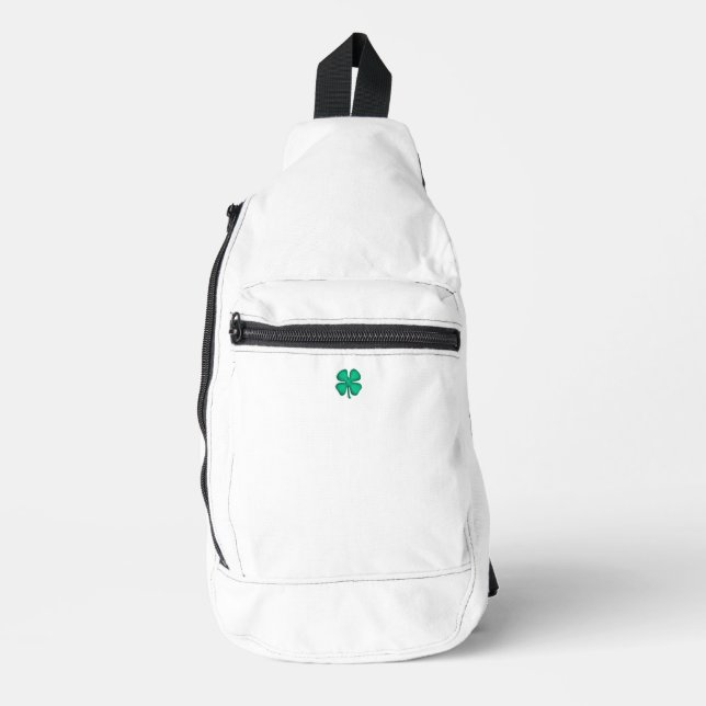 Lucky 4 Leaf Irish Clover mochila blanca (Anverso)