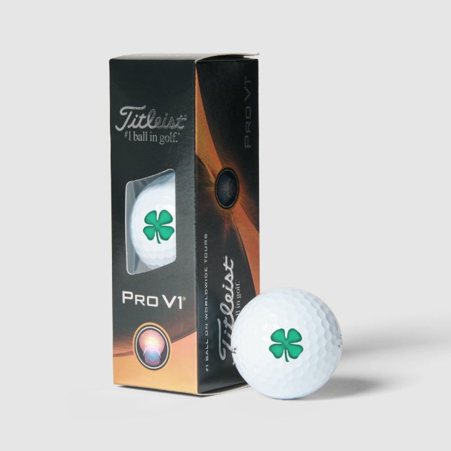 Lucky 4 Leaf Irish Clover Titleist Pro bolas de go (Embalaje)