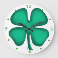 Lucky 4 Leaf Irish Clover wall reloj con números