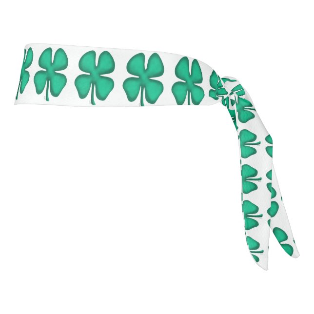 Lucky 4 Leaf Irish Clover white headband más (Girar 90)