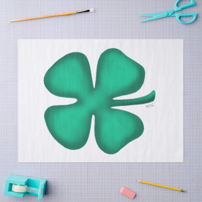 Lucky 4 Leaf Irish Clover white paper papel (Artesanía)