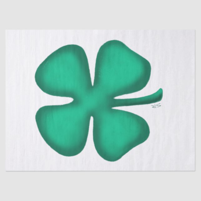 Lucky 4 Leaf Irish Clover white paper papel (Anverso)