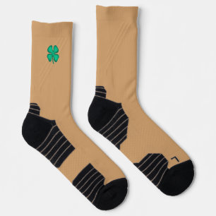 Lucky 4 Leaf Irlandés Clover tan en calcetines de