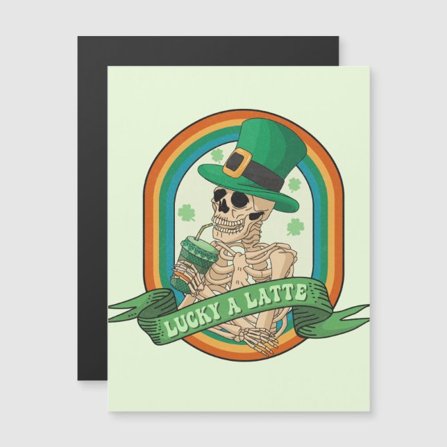 Lucky A Latte - Skeleton, Café y Clovers (Anverso/Reverso)