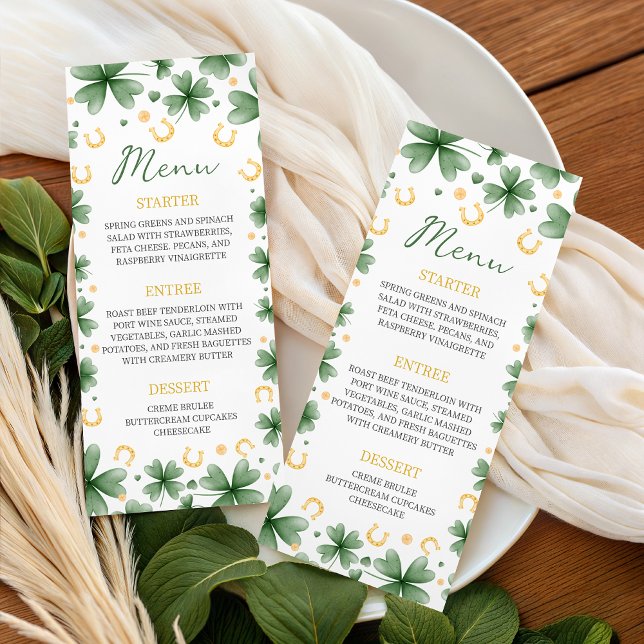 Lucky Charm Baby Shower 4x9 Menu Card (Subido por el creador)