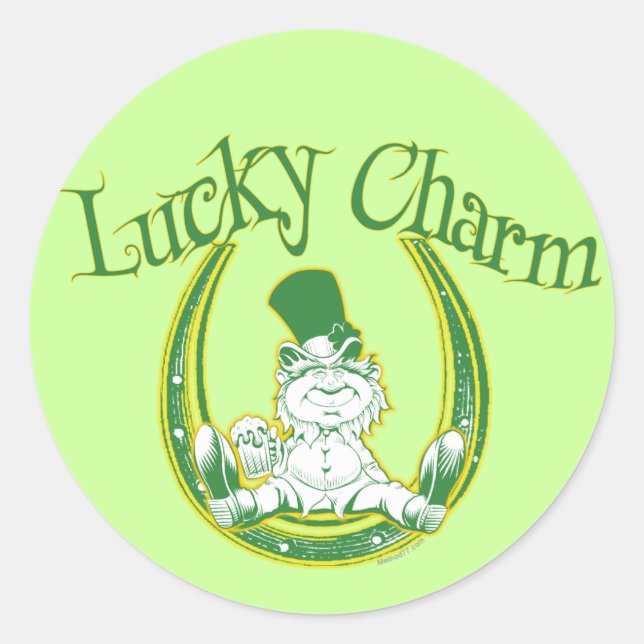 Lucky Charm Leprechaun Pegatina (Anverso)