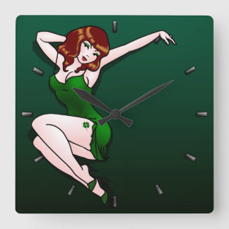 Lucky Clock Lucky Charm Pinup Chica reloj de pared