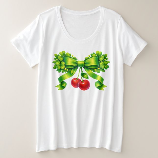 Lucky Clover Bow with Cherries Green Design (Anverso del diseño)