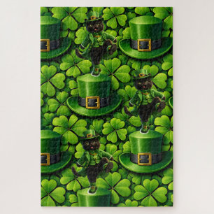 Lucky duende gato negro rompecabezas rompecabezas 